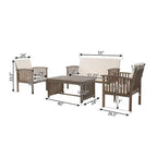 Christopher Knight Home Navan Outdoor Acacia Wood 4 Seater Chat Set with Water-Resistant Cushion