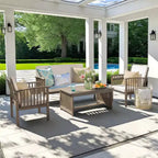 Christopher Knight Home Navan Outdoor Acacia Wood 4 Seater Chat Set with Water-Resistant Cushion