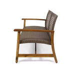 Christopher Knight Home Augusta Outdoor Acacia Wood and Wicker 4 Seater Chat Set with Fire Pit
