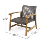 Christopher Knight Home Augusta Outdoor Acacia Wood and Wicker 4 Seater Chat Set with Fire Pit