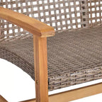 Christopher Knight Home Augusta Outdoor Acacia Wood and Wicker 4 Seater Chat Set with Fire Pit