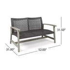Christopher Knight Home Augusta Outdoor Acacia Wood and Wicker 4 Seater Chat Set with Fire Pit