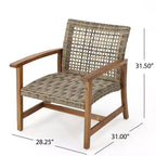 Christopher Knight Home Augusta Outdoor Acacia Wood and Wicker 4 Seater Chat Set with Fire Pit