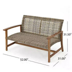 Christopher Knight Home Augusta Outdoor Acacia Wood and Wicker 4 Seater Chat Set with Fire Pit