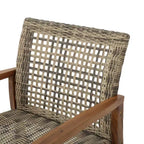 Christopher Knight Home Augusta Outdoor Acacia Wood and Wicker 4 Seater Chat Set with Fire Pit