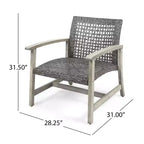 Christopher Knight Home Augusta Outdoor Acacia Wood and Wicker 4 Seater Chat Set with Fire Pit