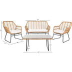 Roston 4 Piece Living Set - Indoor/Outdoor - PAT9005 - Safavieh