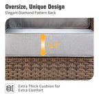 Captiva Designs 5pc Wicker Outdoor Patio Conversation Set with Ottoman for Backyard Deck Poolside