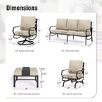 Captiva Designs 7pc Metal Patio Furniture Conversation Set with Rocking Chairs for Garden Porch Backyard