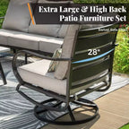 Captiva Designs 5pc Metal Patio Furniture Conversation Set with Swivel Chairs and Ottomans for Garden Porch Backyard
