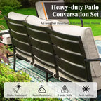 Captiva Designs 5pc Metal Patio Furniture Conversation Set with Swivel Chairs and Ottomans for Garden Porch Backyard