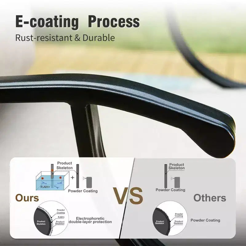 Captiva Designs 6pc Metal Patio Outdoor Conversation Set with Swivel Grid-back Chairs, Ottomans and Coffee Table