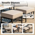 Captiva Designs 6pc Metal Patio Outdoor Conversation Set with Swivel Grid-back Chairs, Ottomans and Coffee Table