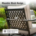 Captiva Designs 7pc Metal Patio Outdoor Conversation Set with Rocking Grid-back Chairs, Ottomans for Garden, Poolside, Backyard