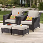 UPTIOT Patio Chair with Cushions and Ottomans