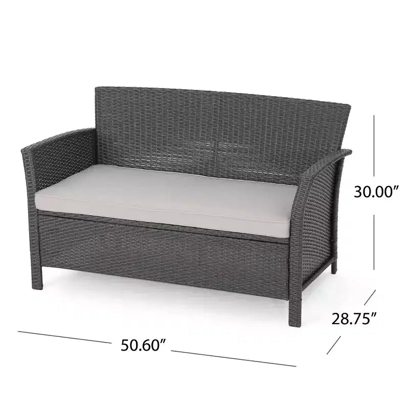 Christopher Knight Home Lucia Outdoor Wicker and Iron 4 Seater Chat Set with Fire Pit