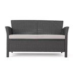 Christopher Knight Home Lucia Outdoor Wicker and Iron 4 Seater Chat Set with Fire Pit