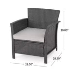 Christopher Knight Home Lucia Outdoor Wicker and Iron 4 Seater Chat Set with Fire Pit