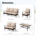 Captiva Designs 5pc Extra Large Metal and Rattan Outdoor Patio Conversation Set with Coffee Table and Loveseat