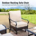 Captiva Designs 5pc Extra Large Metal and Rattan Outdoor Patio Conversation Set with Rocking Chairs and Loveseat
