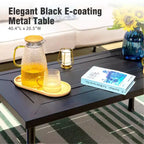 Captiva Designs 6pc Extra Large Metal Outdoor Patio Conversation Set with Swivel Pattern-back Chairs