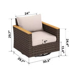 Captiva Designs 10pc Wicker Outdoor Patio Rattan Sectional Conversation Set with Fire Pit Table and Cushioned Ottoman