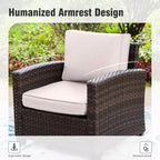 Captiva Designs 7pc Outdoor Patio Wicker Rattan Cushioned Sofa Fire Pit Set with Ottomans and Loveseat
