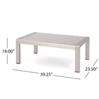 GDFStudio Crested Bay Outdoor Aluminum 7 Seater Chat Set with Cushions, Silver/Khaki