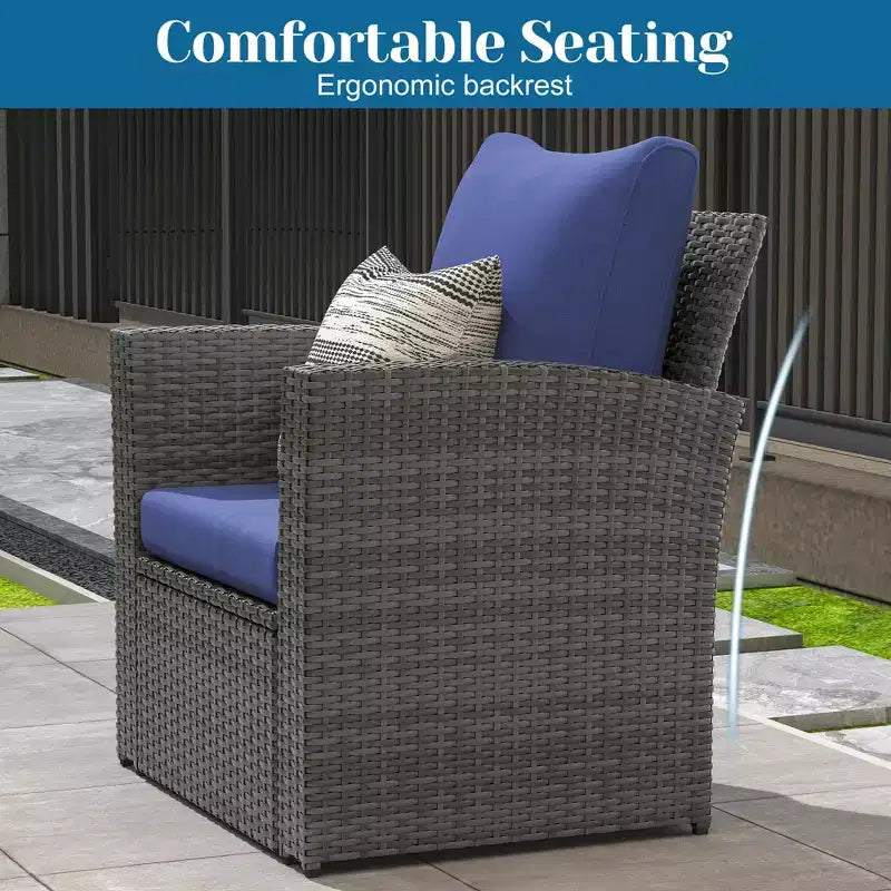 Heynemo 4 Piece Patio Furniture Sets, All-Weather Wicker Conversation Sets, Outdoor Rattan Sectional Sofa Chair with Coffee Table