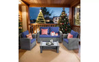 Heynemo 4 Piece Patio Furniture Sets, All-Weather Wicker Conversation Sets, Outdoor Rattan Sectional Sofa Chair with Coffee Table