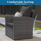 Heynemo 4 Piece Patio Furniture Sets, All-Weather Wicker Conversation Sets, Outdoor Rattan Sectional Sofa Chair with Coffee Table