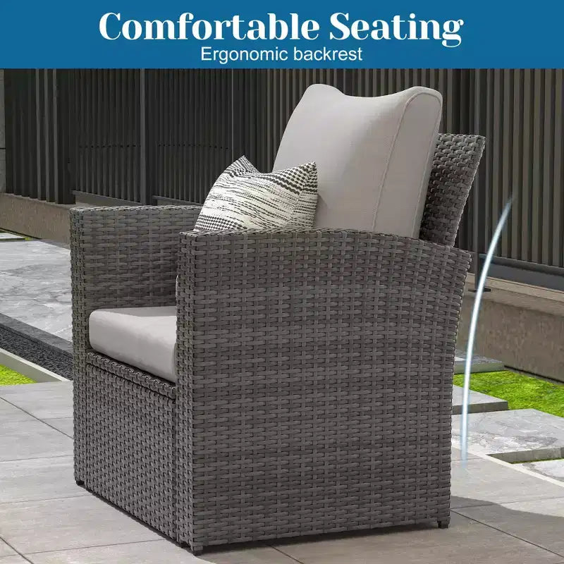 Heynemo 4 Piece Patio Furniture Sets, All-Weather Wicker Conversation Sets, Outdoor Rattan Sectional Sofa Chair with Coffee Table