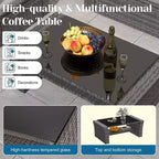 Heynemo 4 Piece Patio Furniture Sets, All-Weather Wicker Conversation Sets, Outdoor Rattan Sectional Sofa Chair with Coffee Table