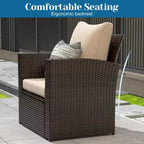 Heynemo 4 Piece Patio Furniture Sets, All-Weather Wicker Conversation Sets, Outdoor Rattan Sectional Sofa Chair with Coffee Table