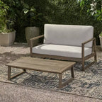Christopher Knight Home Hazel Outdoor Acacia Wood Loveseat and Coffee Table Set with Cushions