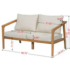 Christopher Knight Home Osborn 4 Piece Outdoor Slat Design Acacia Wood Seating Set with Cushion, Teak/Beige