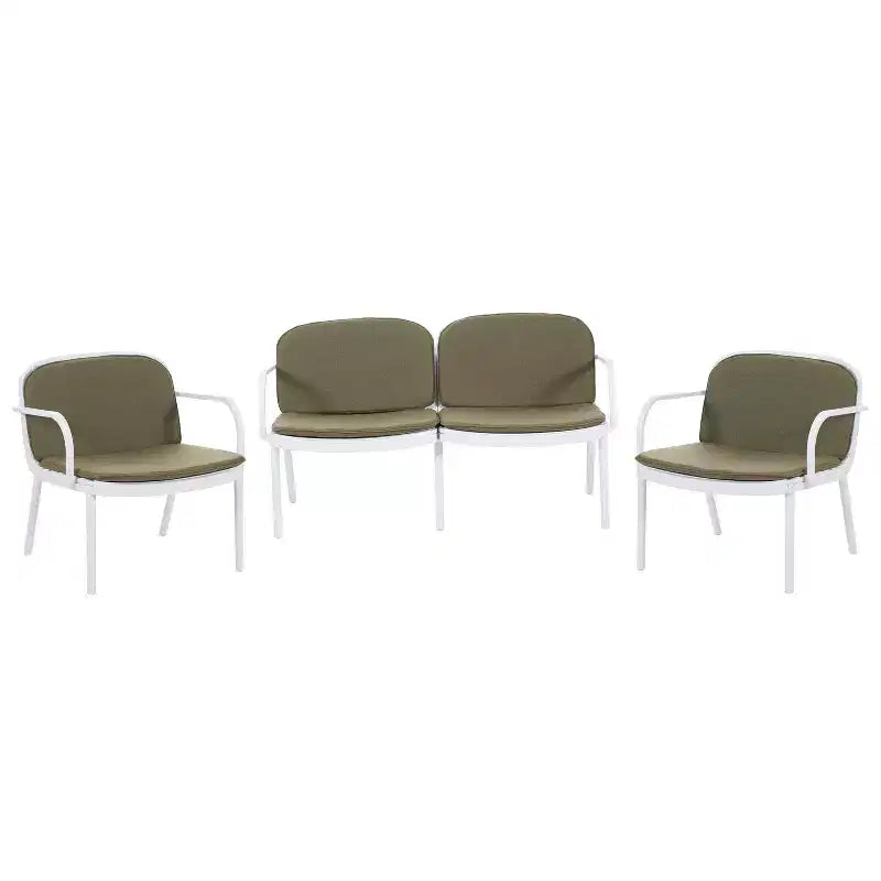Christopher Knight Home Gunda Outdoor Modern 3 Pieces Polypropylene Upholstered Loveseat and Chair Set