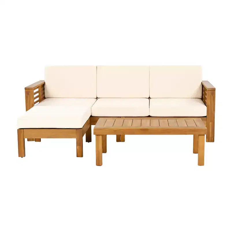 Christopher Knight Home Nolan Outdoor Shutter-styled Paneling Acacia Wood Seating Set with Cushions