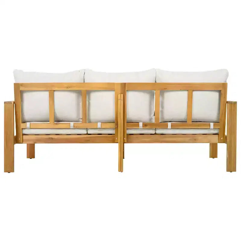 Christopher Knight Home Norman 4 Piece Outdoor Slat Design Acacia Wood Upholstered Seating Set