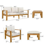Christopher Knight Home Norman 5 Pieces Outdoor Slat Design Acacia Wood Upholstered Seating Set