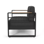 Christopher Knight Home Ostrander 4-Seater Outdoor Aluminum Chat Set with Fire Pit Table, Black/Dark Gray