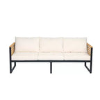Christopher Knight Home Faye 4 Piece Patio Acacia and Metal Upholstered Seating Set with Slat Design