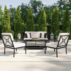 Martha Stewart 4pc Steel Patio Conversation Set with Loveseat, 2 Chairs, Coffee Table in Black