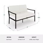 Martha Stewart 4pc Steel Patio Conversation Set with Loveseat, 2 Chairs, Coffee Table in Black