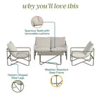 Novogratz Wrenn 4-Piece Sling and Cushion Conversation Set