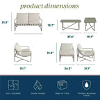 Novogratz Wrenn 4-Piece Sling and Cushion Conversation Set