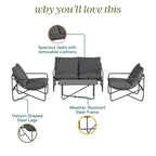 Novogratz Wrenn 4-Piece Sling and Cushion Conversation Set