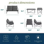 Novogratz Wrenn 4-Piece Sling and Cushion Conversation Set