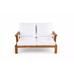 Scott Living Doris 4 Piece Outdoor Rustic Slat Design Acacia Wood Upholstered Seating Set