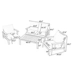Scott Living Doris 4 Piece Outdoor Rustic Slat Design Acacia Wood Upholstered Seating Set